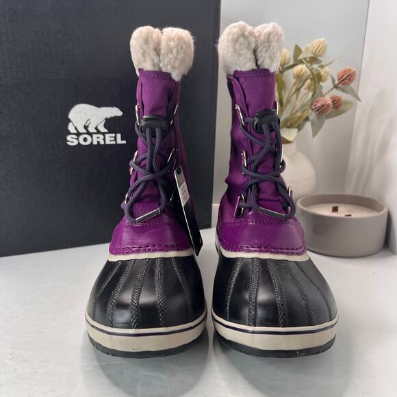 Sorel Yoot Pac TP Waterproof Boot Nylon Sherpa Wild Iris NY1962-594 Youth 6 NWD - Picture 2 of 12